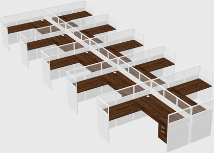Shared l-shaped cubicle