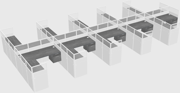 Shared l-shaped cubicle
