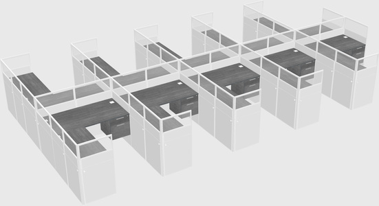 Shared l-shaped cubicle