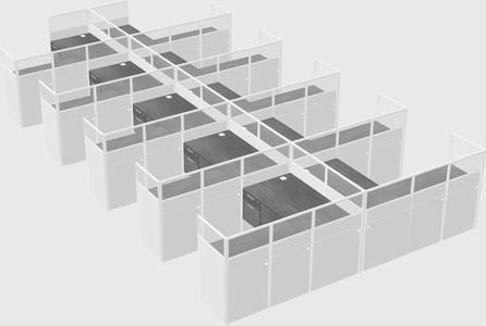 Shared l-shaped cubicle