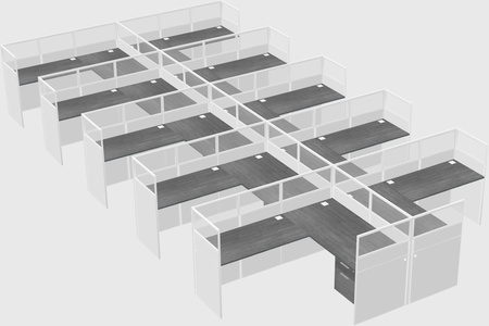 Shared l-shaped cubicle