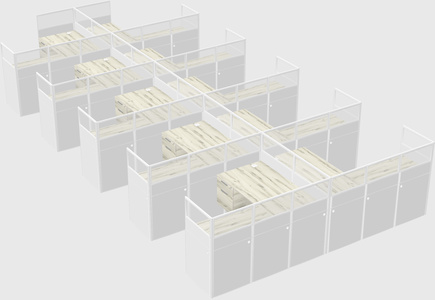 Shared l-shaped cubicle