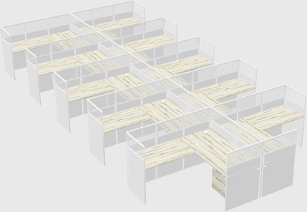 Shared l-shaped cubicle