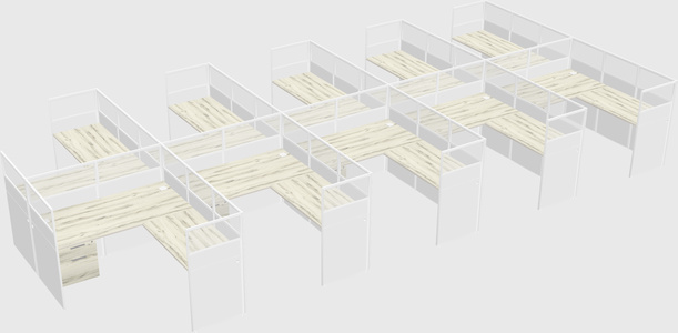 Shared l-shaped cubicle