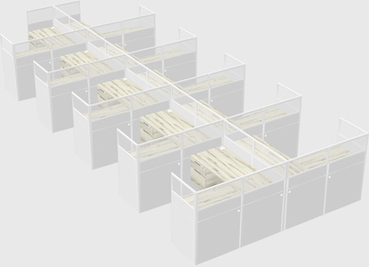 Shared l-shaped cubicle
