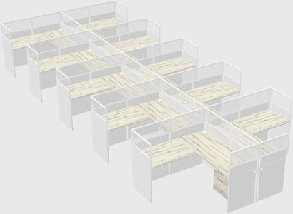 Shared l-shaped cubicle