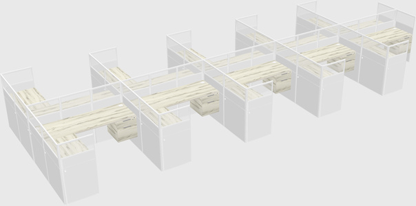 Shared l-shaped cubicle
