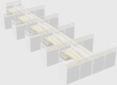 Shared l-shaped cubicle