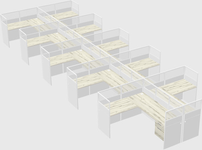 Shared l-shaped cubicle