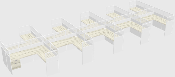 Shared l-shaped cubicle