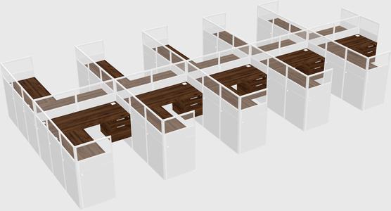 Shared l-shaped cubicle