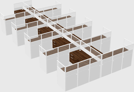 Shared l-shaped cubicle