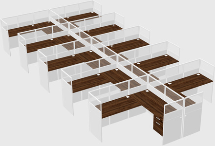 Shared l-shaped cubicle