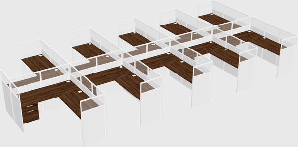 Shared l-shaped cubicle