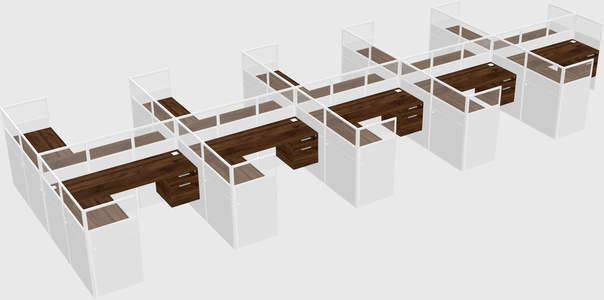 Shared l-shaped cubicle