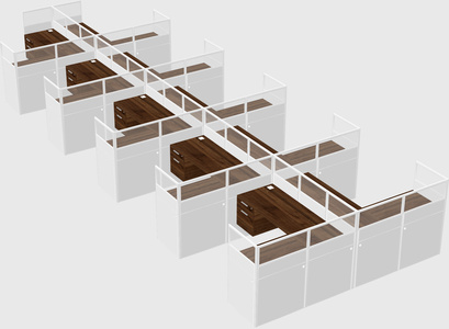 Shared l-shaped cubicle
