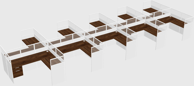 Shared l-shaped cubicle