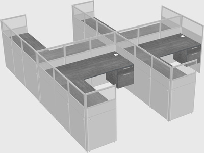 Shared l-shaped cubicle
