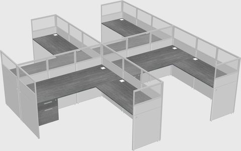 Shared l-shaped cubicle