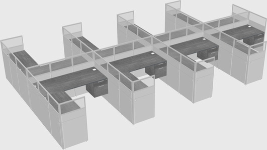 Shared l-shaped cubicle