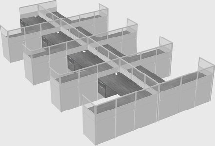 Shared l-shaped cubicle