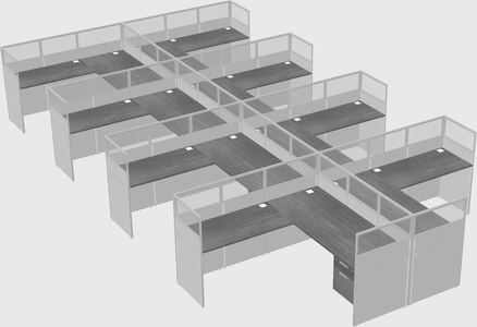 Shared l-shaped cubicle