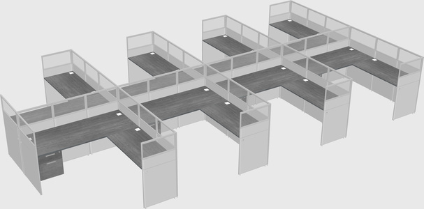 Shared l-shaped cubicle