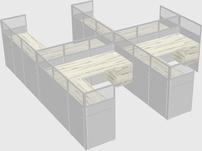 Shared l-shaped cubicle