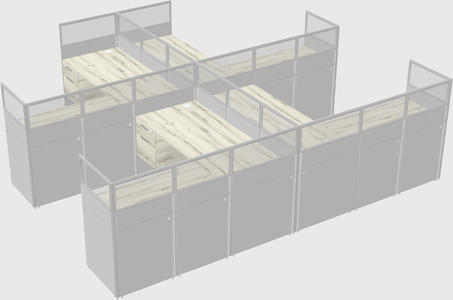 Shared l-shaped cubicle