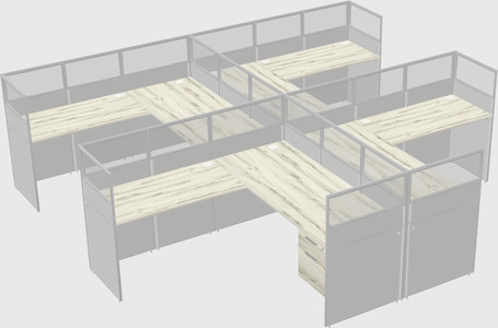 Shared l-shaped cubicle