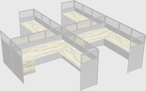 Shared l-shaped cubicle