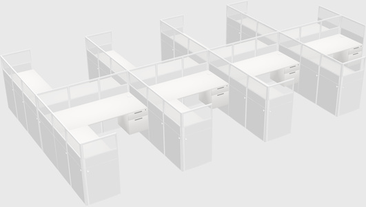 Shared l-shaped cubicle