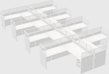 Shared l-shaped cubicle