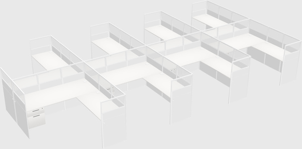 Shared l-shaped cubicle