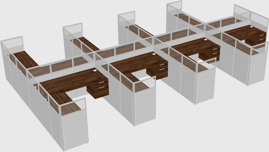 Shared l-shaped cubicle