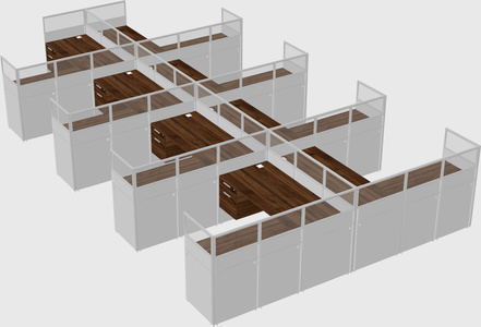 Shared l-shaped cubicle