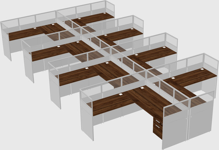 Shared l-shaped cubicle