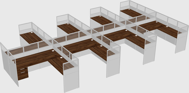 Shared l-shaped cubicle