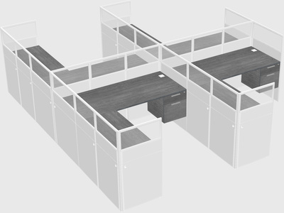 Shared l-shaped cubicle