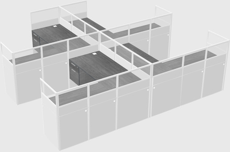 Shared l-shaped cubicle