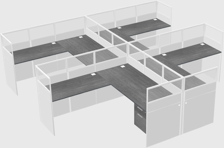 Shared l-shaped cubicle