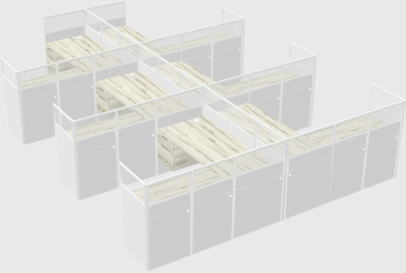 Shared l-shaped cubicle