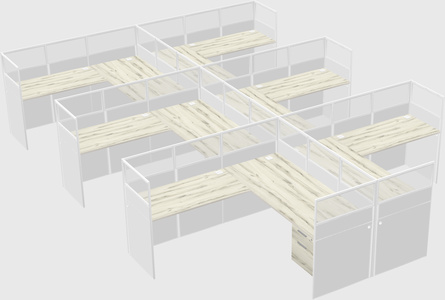 Shared l-shaped cubicle
