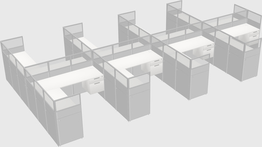 Shared l-shaped cubicle