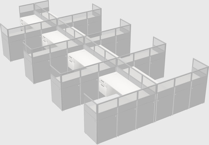 Shared l-shaped cubicle