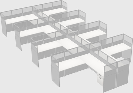 Shared l-shaped cubicle