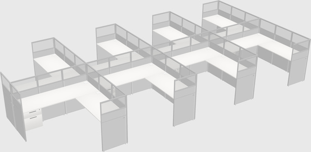 Shared l-shaped cubicle