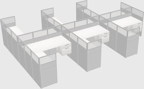 Shared l-shaped cubicle