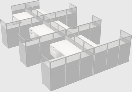 Shared l-shaped cubicle