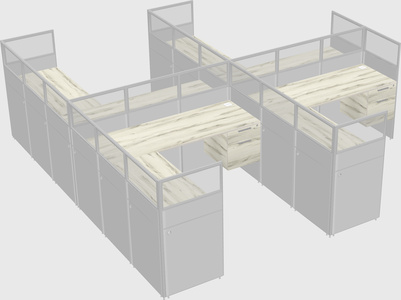 Shared l-shaped cubicle